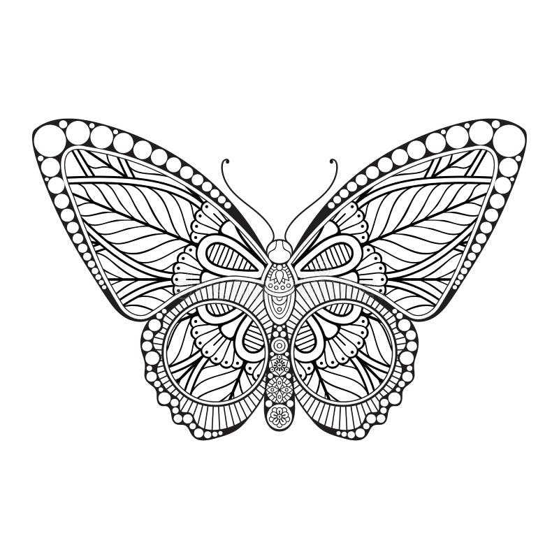 Vector Butterfly Black and White Element Line Art Print Design Stock Vector Illustration of