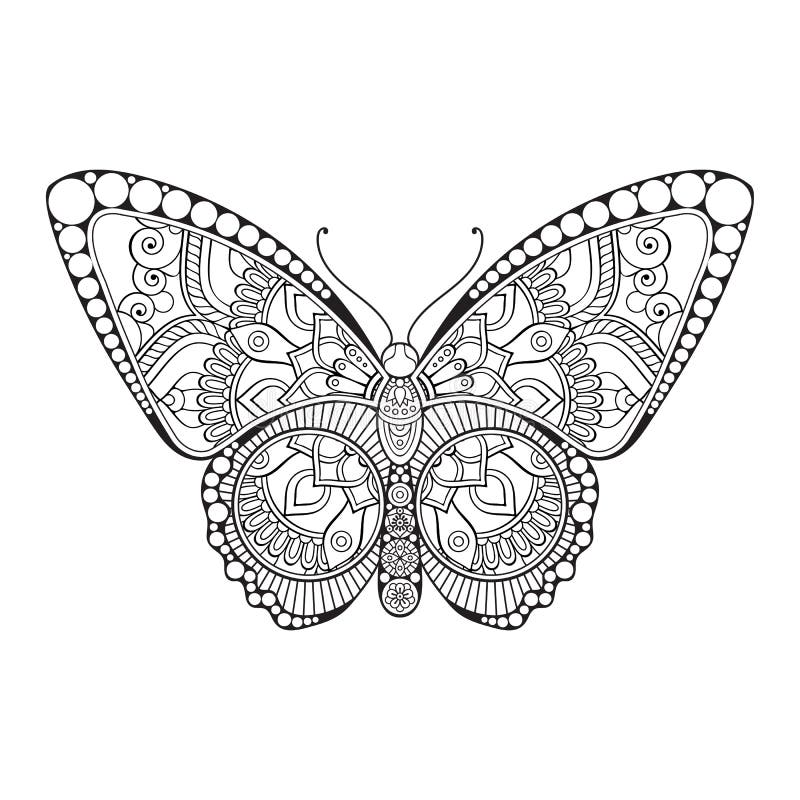Vector Butterfly Black and White Element Line Art Print Design Stock ...