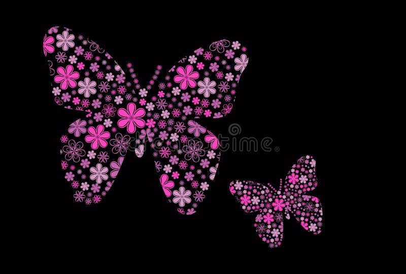 Vector butterfly with flower texture stock illustration