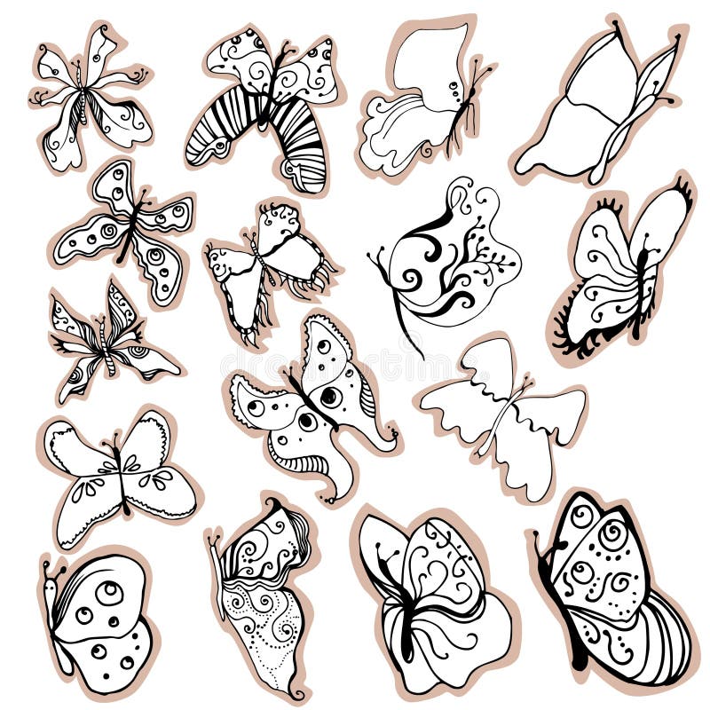 Vector butterfly set