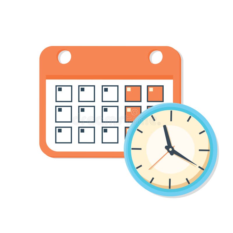Vector calendar and clock icon. Schedule, appointment, important date concept. royalty free illustration