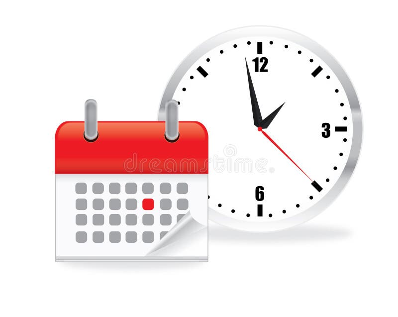 Vector Calendar with a Clock Stock Illustration Illustration of