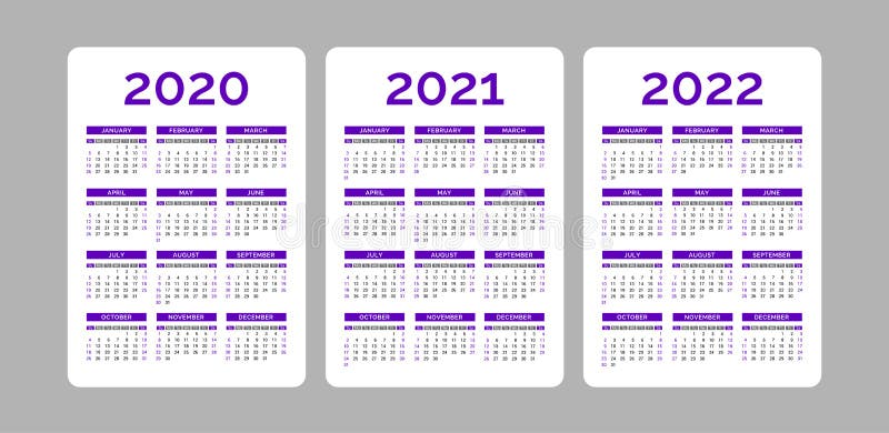 vector calendar grid 2020 2021 2022 years stock vector illustration of time grid 167100175