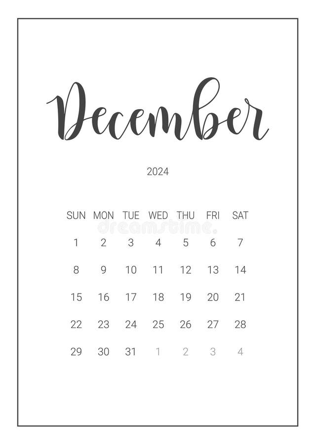 December 2024 Template, Calendar 2024 Template Vector, Planner Monthly