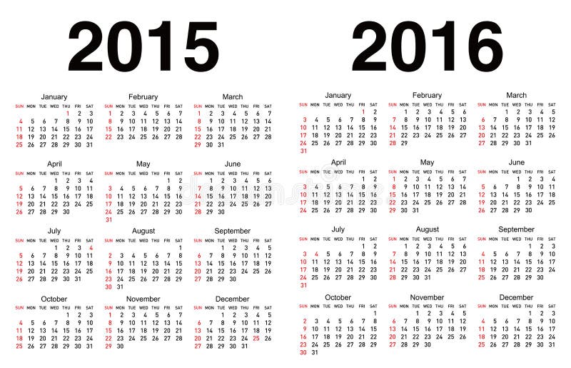 Vettore 2015, 2016 calendario modelli.