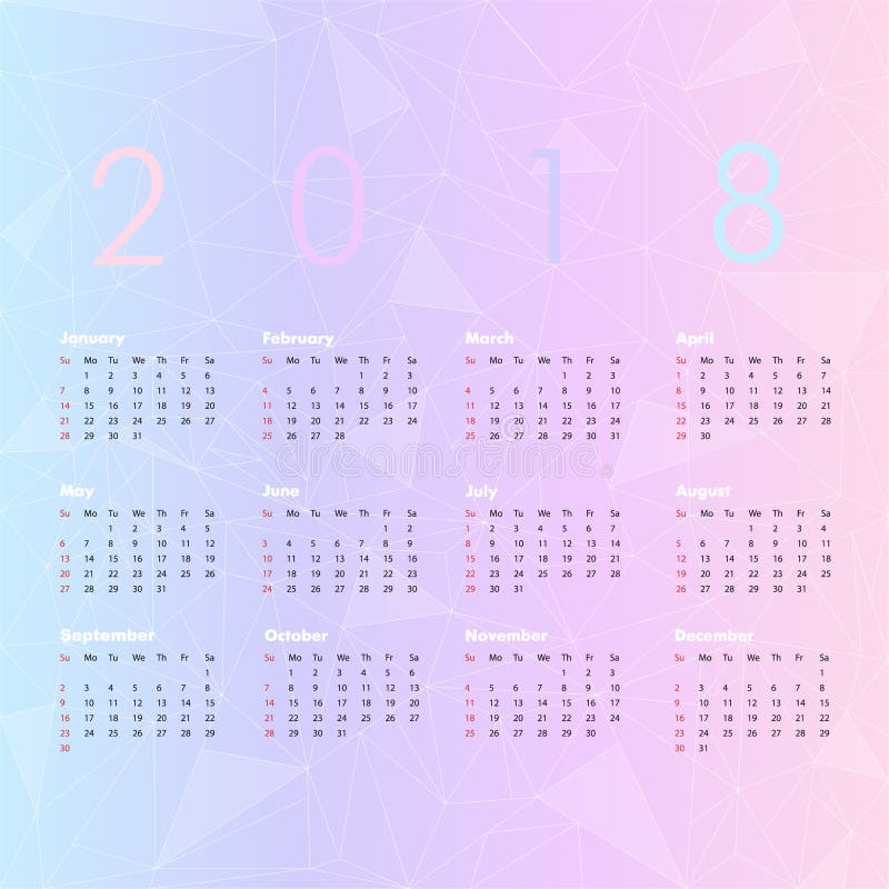Vector calendar for 2018 stock vector. Illustration of future 102100231