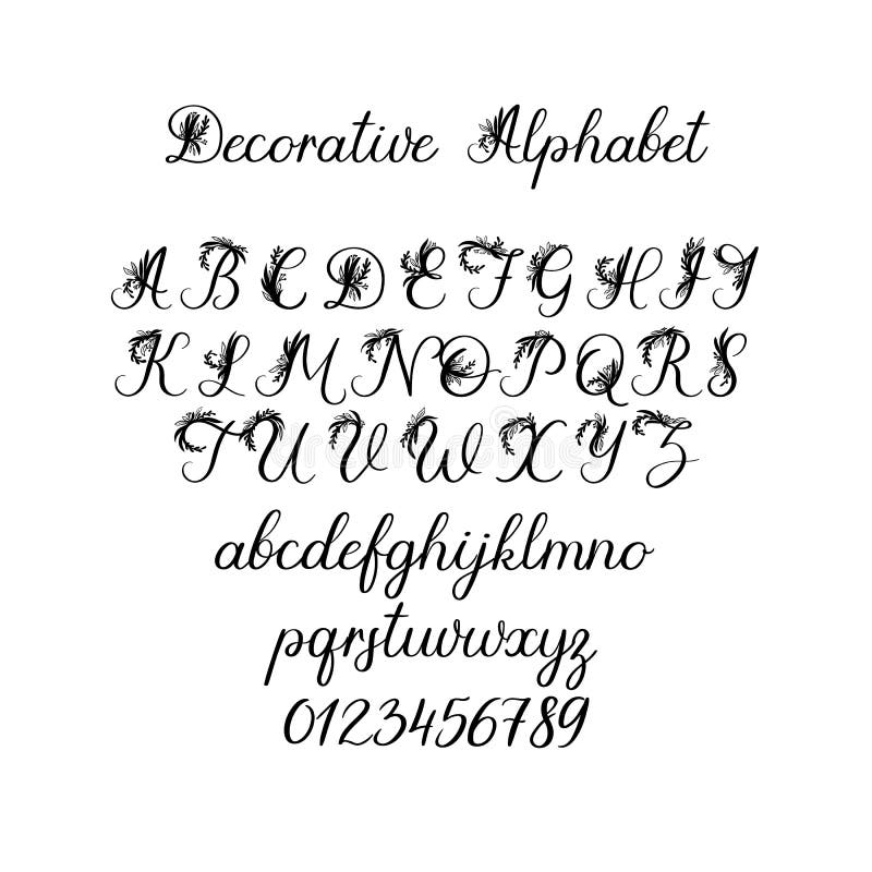 Vector Calligraphy Alphabet. Floral Letters. Decorative Handwritten Brush  Font for: Wedding Monogram, Logo, Invitation. Stock Vector - Illustration  of alphabet, poster: 120594503