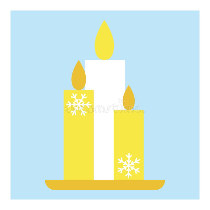 Vector candle fire illustration. Isolated illustration blue background. Winter festive decoration. Flat graphic design. Color vector illustration Vector candle fire illustration. Isolated illustration blue background. Winter festive decoration. Flat graphic design. Color vector illustration