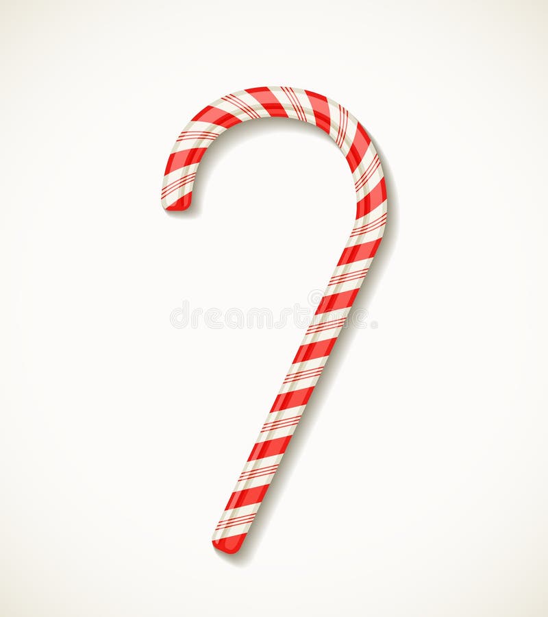 Vector candy cane with red stripes isolated on white realistic. Peppermint stripes vectors