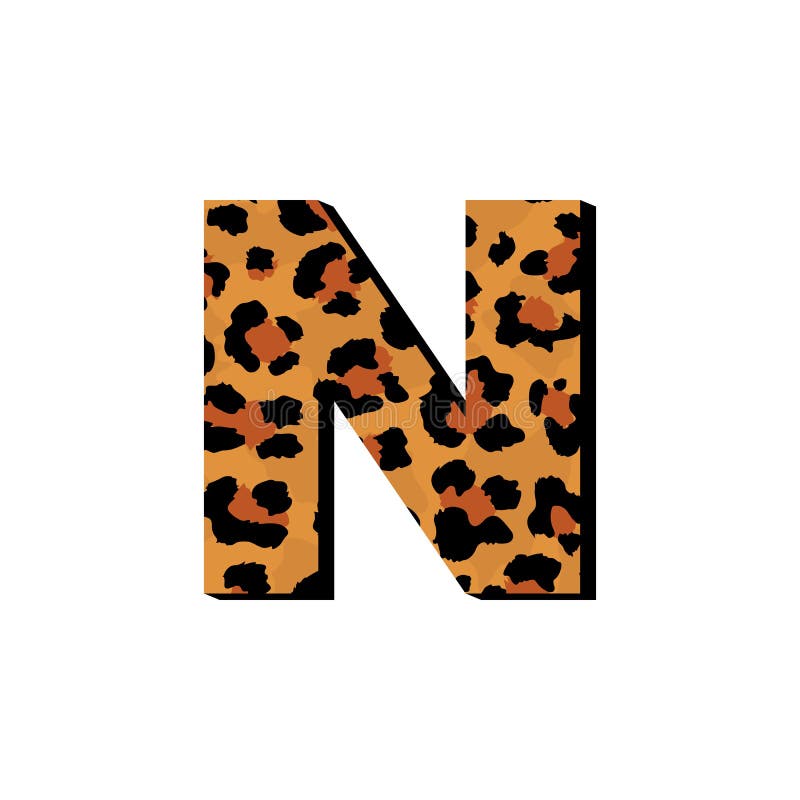 Vector Capital Letter  N With Wild  Leopard Skin Print 