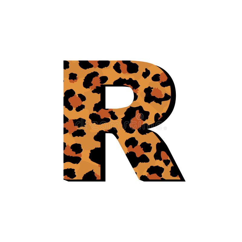 vector capital letter r with wild leopard skin print