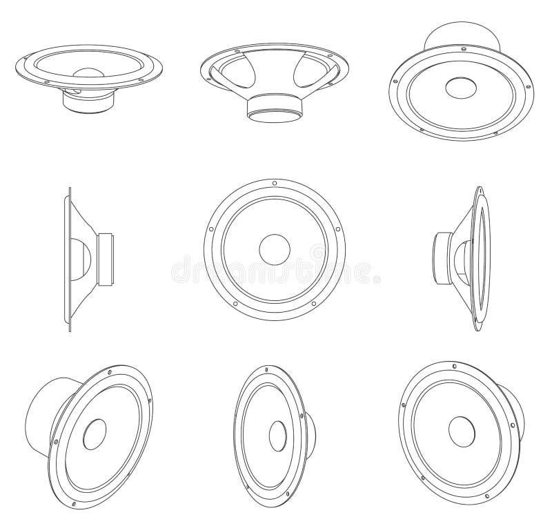 Vector Car Loud Speakers Different Views Stock Vector Illustration