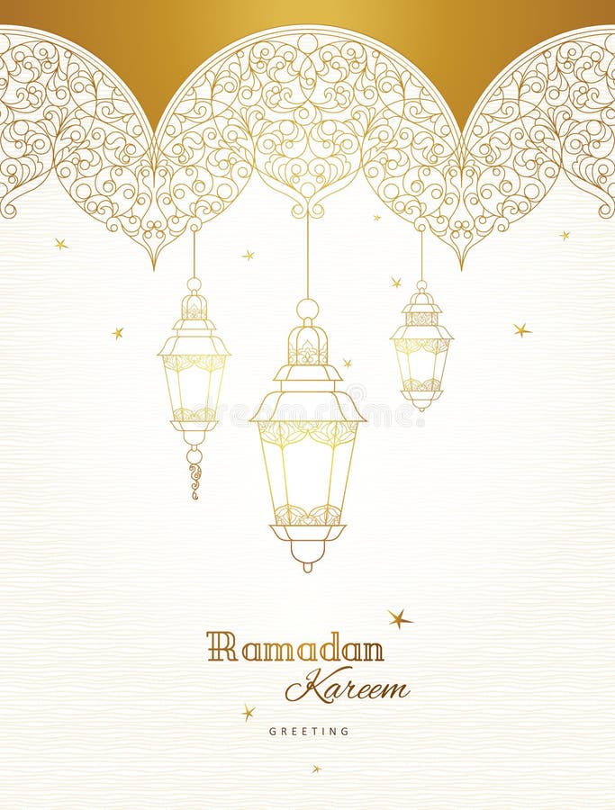 Vector Card For Ramadan Kareem Greeting Gold Decor For Ramadan Month