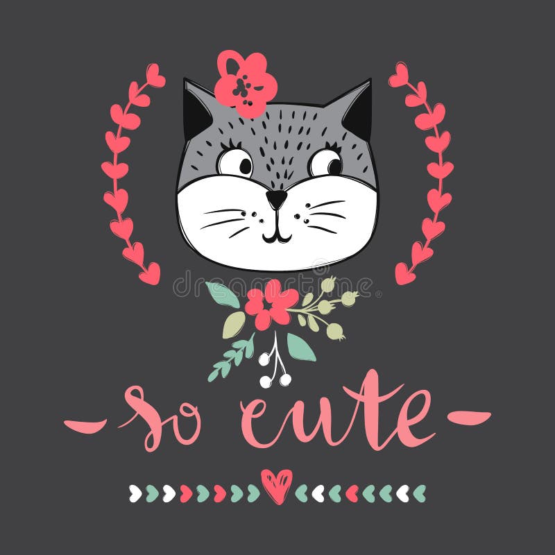 Vector card series with cute fashion cats. Stylish kitten set. T