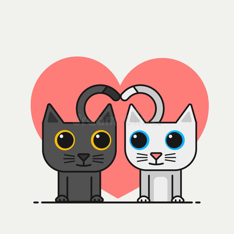 Vector cartoni animati i gatti adorabili si innamorano illustrazione di stock Vector cartoni animati i gatti adorabili si innamorano illustrazione di stock