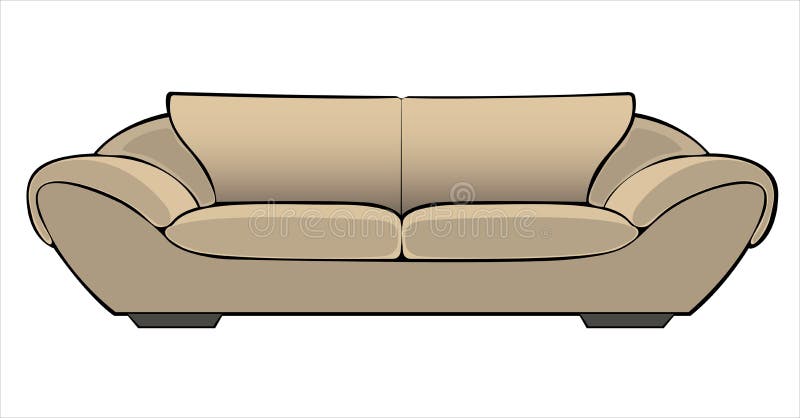 Vector Cartoon Beige Couch Isolated On White Stock Vector 