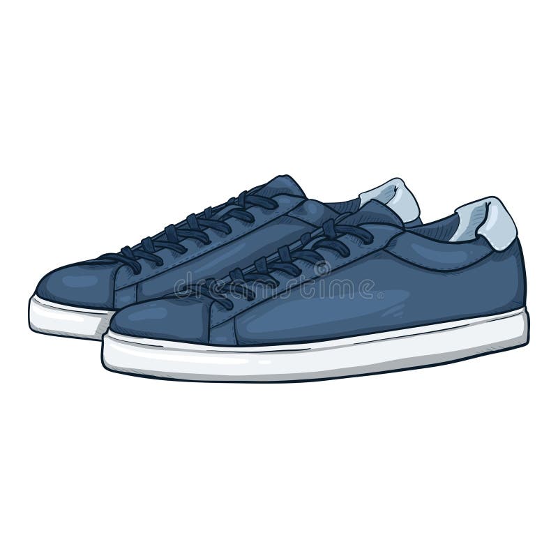 Vector Cartoon Blue Sneakers. Smart Casual Shoes Illustration Stock ...