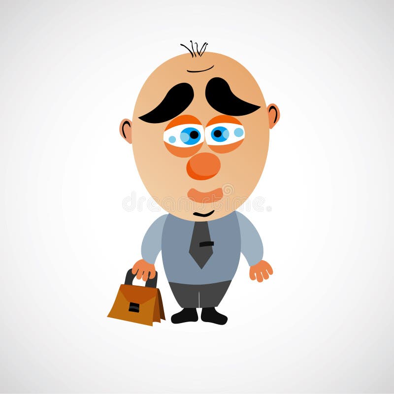Vector Cartoon Businessman With A Big Bald Head. Royalty Free Stock