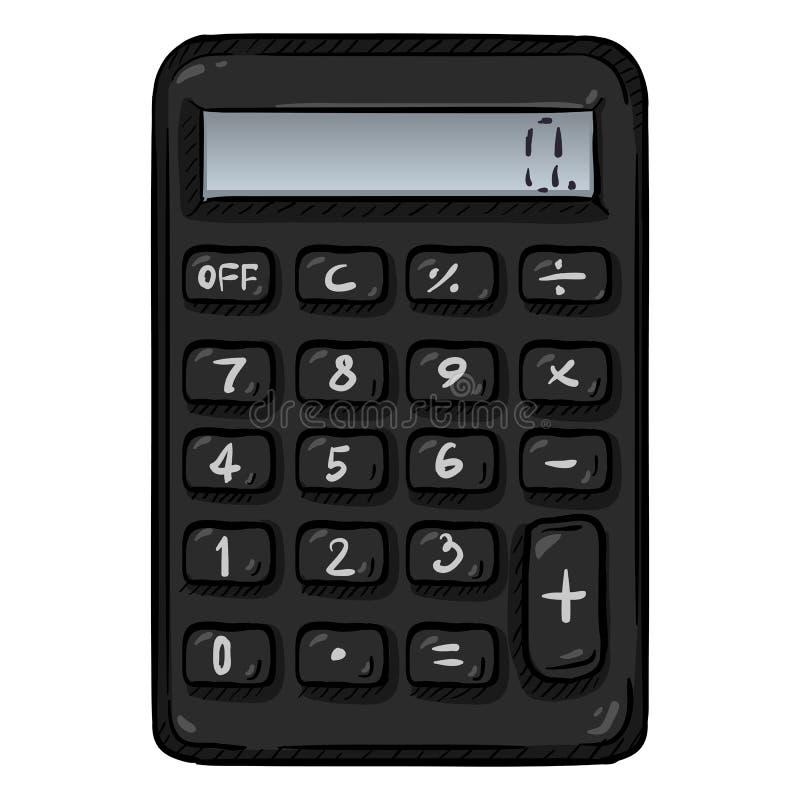 Vector Cartoon Calculator on White Background Stock Vector