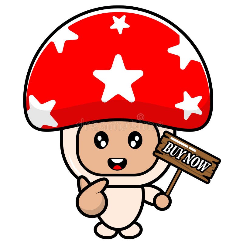 Mushroom holding a buying board stock illustration