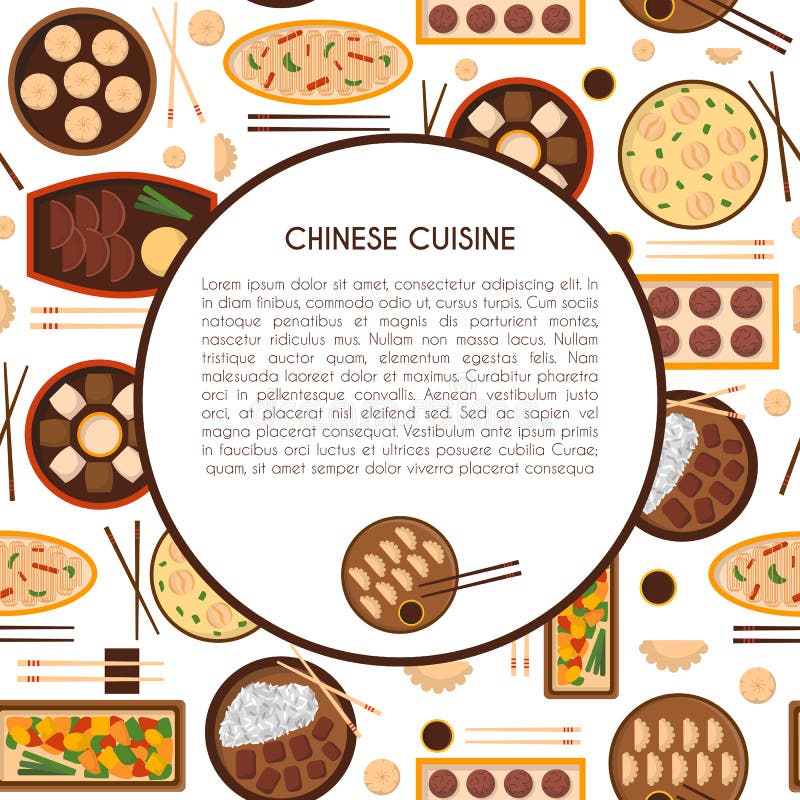 Vector Cartoon Chinese Cuisine Food Stock Vector - Illustration of dish ...