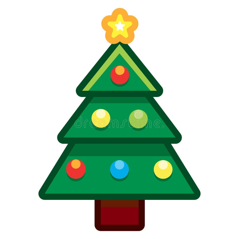 Cartoon Christmas Tree Isolated on White Background Stock Illustration -  Illustration of element, ball: 105742813