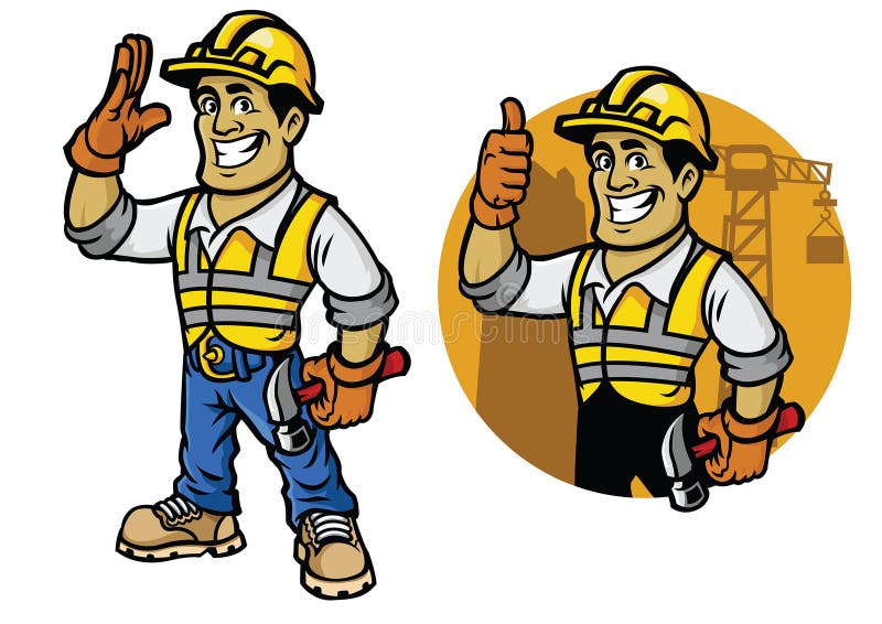 Builder man in cartoon style Royalty Free Vector Image