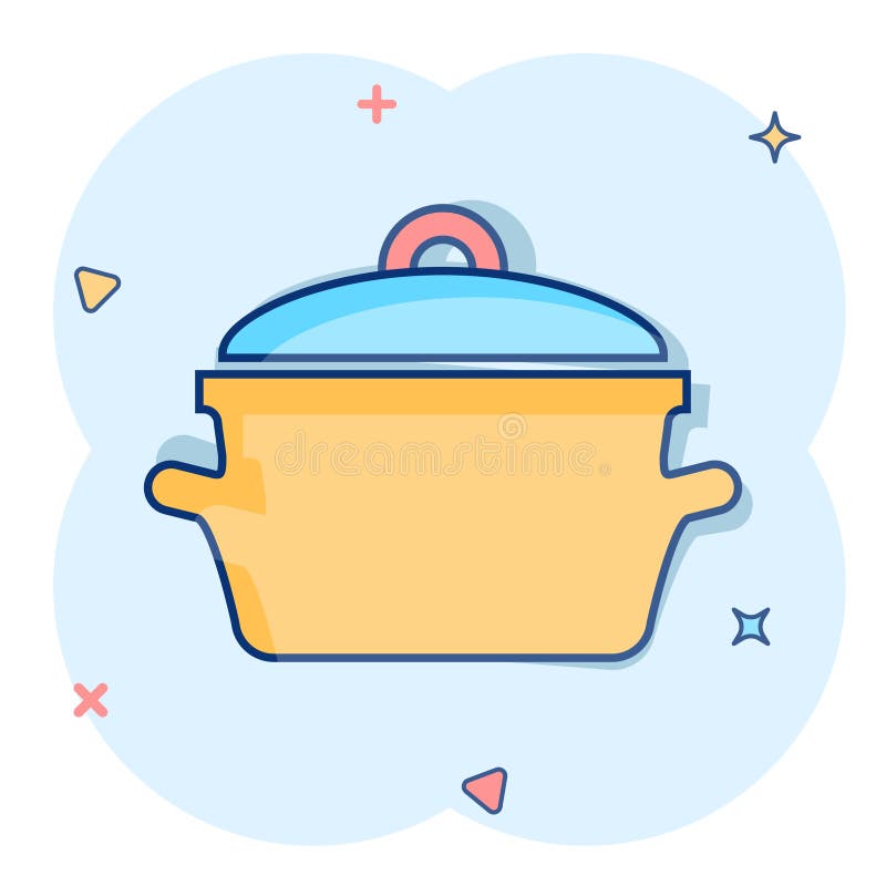 Vector Cartoon Cooking Pan Icon in Comic Style. Kitchen Pot Concept ...