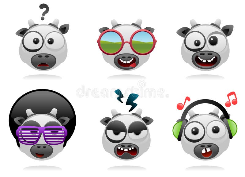 Vector Cartoon Cow Characters Face Avatar Series 2 Stock Vector Illustration Of Farm Animal 169403678
