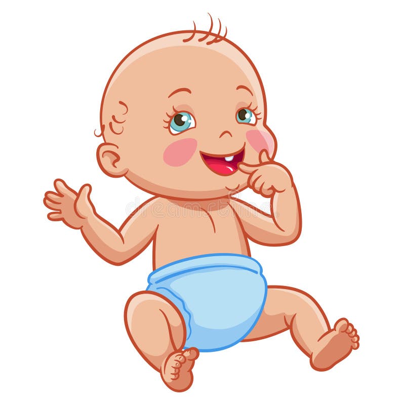 Vector Cartoon Infant Baby Sitting Smiling Diaper Stock Vector -  Illustration of cute, diaper: 112811024