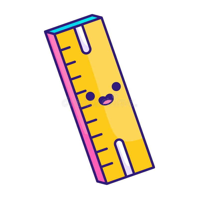 Vector set with cute measuring rulers. Kawaii collection in flat