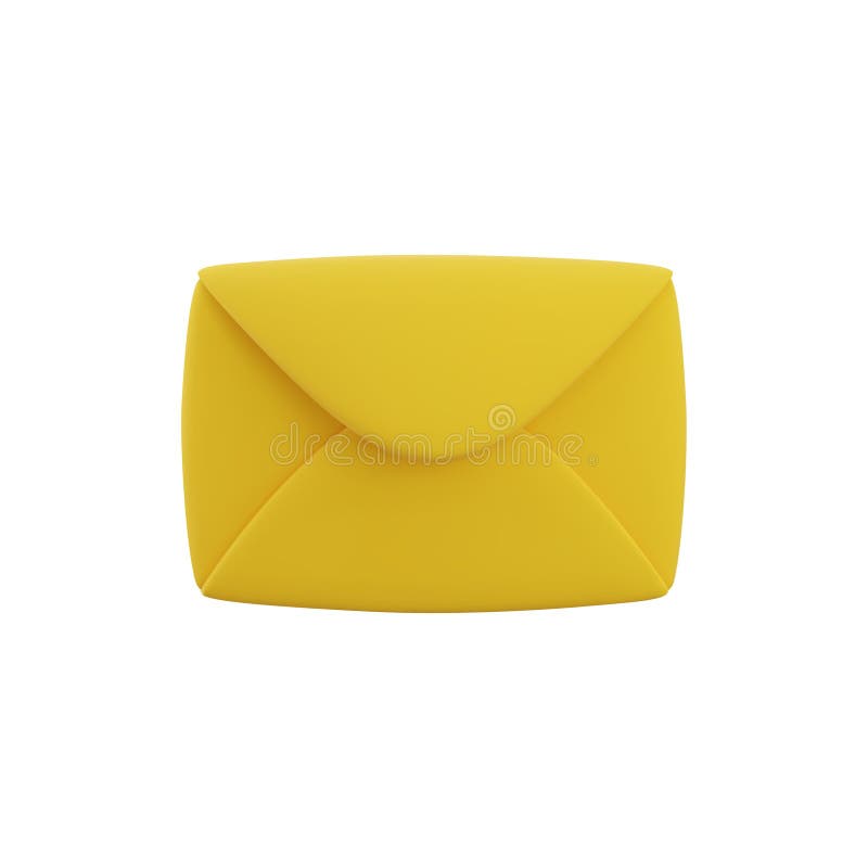 Vector cartoon 3d closed envelope. Realistic 3d render yellow letter icon, new message notification, email sign vector illustration