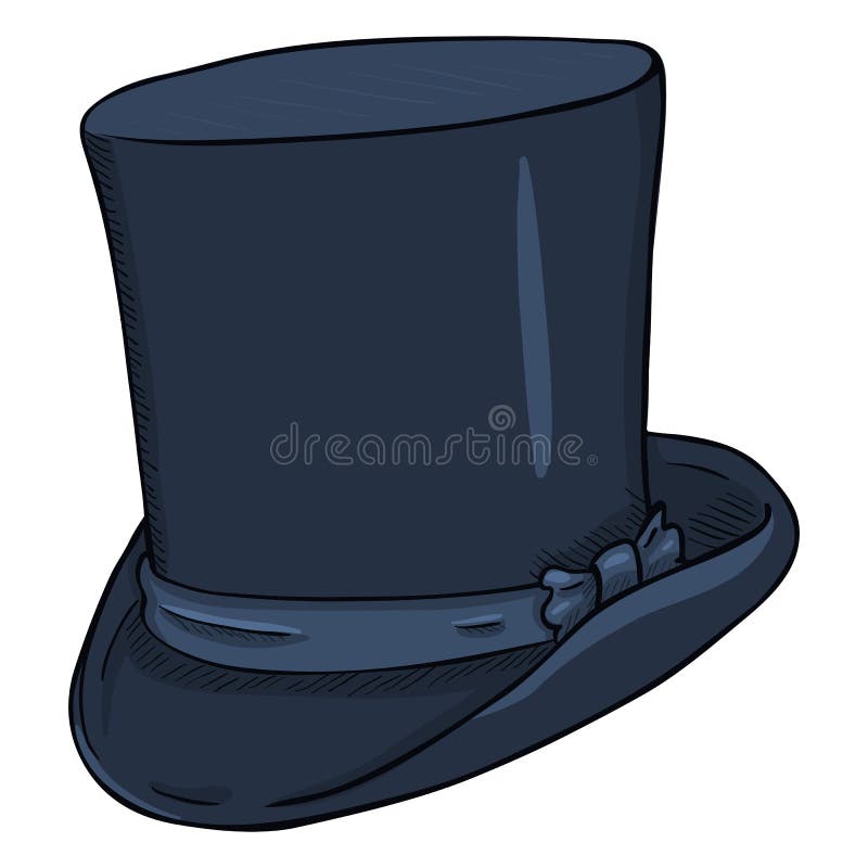Vector Cartoon Dark Blue Classic Cylinder Hat. Vector Single Cartoon Dark Blue Classic Cylinder Hat royalty free illustration