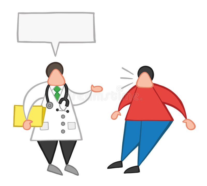 Vector Cartoon Doctor Man Holding Folder and Talking To His Patient with  Blank Speech Bubble and Oatient Surprised Stock Vector - Illustration of  medical, professional: 120968715