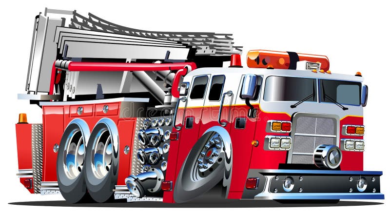Vector Cartoon Fire Truck stock illustration