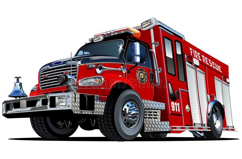 Vector Cartoon Fire Truck stock vector. Illustration of chrome - 40827870