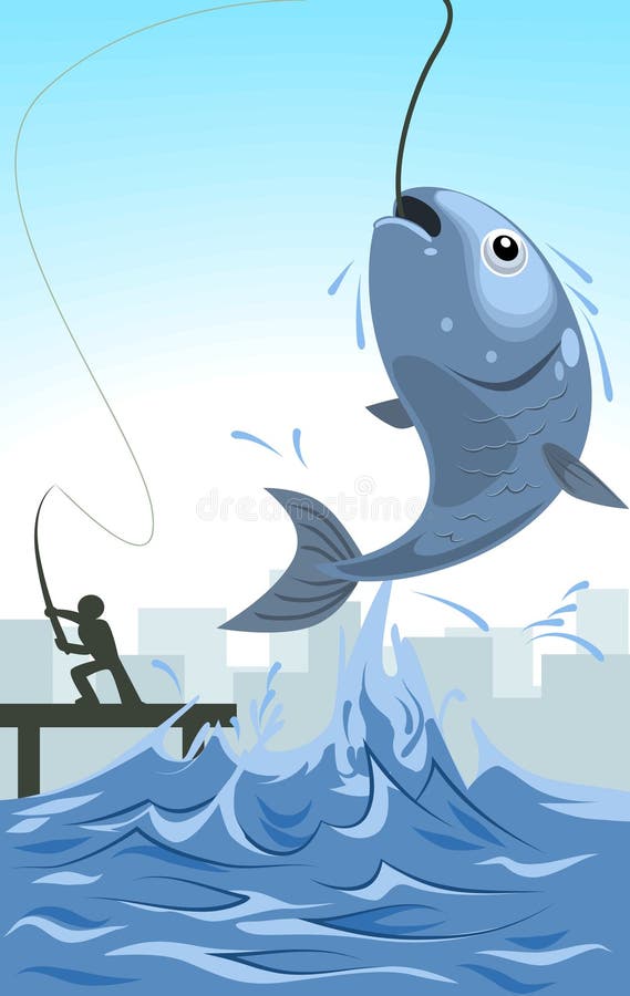 Vector Cartoon Fish Bait Illustration Stock Vector - Illustration of  potrait, wall: 69660265