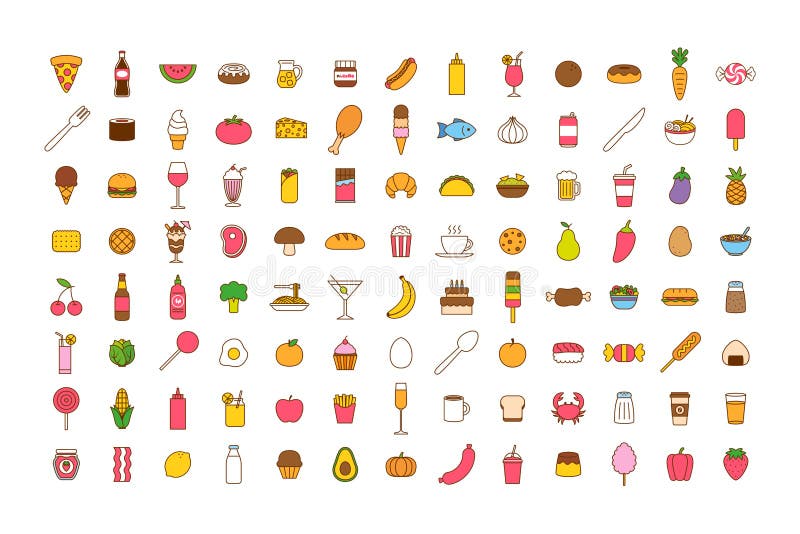 Vector Cartoon Food Icon Set