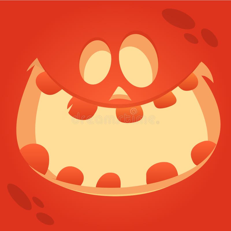 Vector Cartoon Funny Halloween Pumpkin Face Smiling. stock illustration