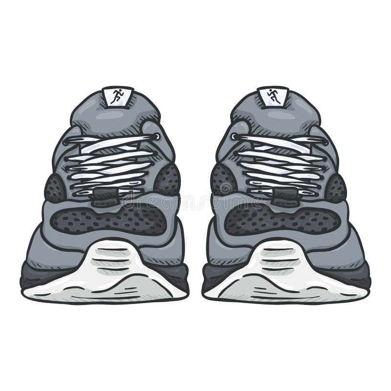 Vector Cartoon Gray Running Shoes Stock Vector - Illustration of boot,  jogging: 170790331