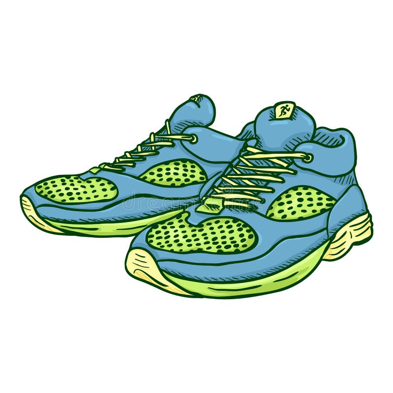 Vector Cartoon Green and Blue Running Shoes Stock Vector - Illustration of  athletics, healthy: 170790188