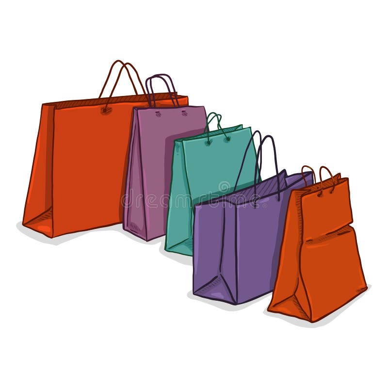 Vector Cartoon Group of Plastic Shopping Bags vector illustration Vector Cartoon Group of Plastic Shopping Bags vector illustration