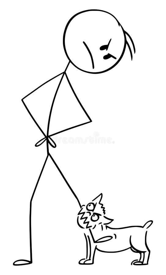 Angry cat bites a mans hand drawing Royalty Free Vector