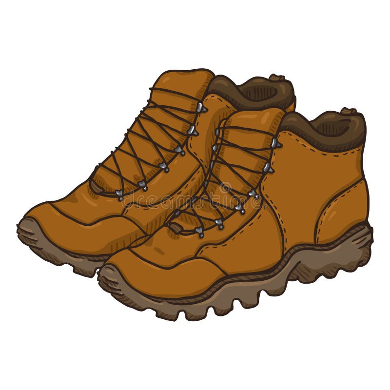 Vector Cartoon Illustration - Brown Extreme Hiking Boots. Stock Vector ...