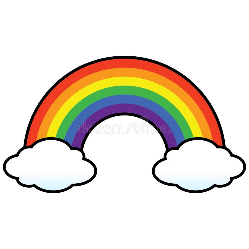 Rainbow with Clouds stock vector. Illustration of pride - 124283913