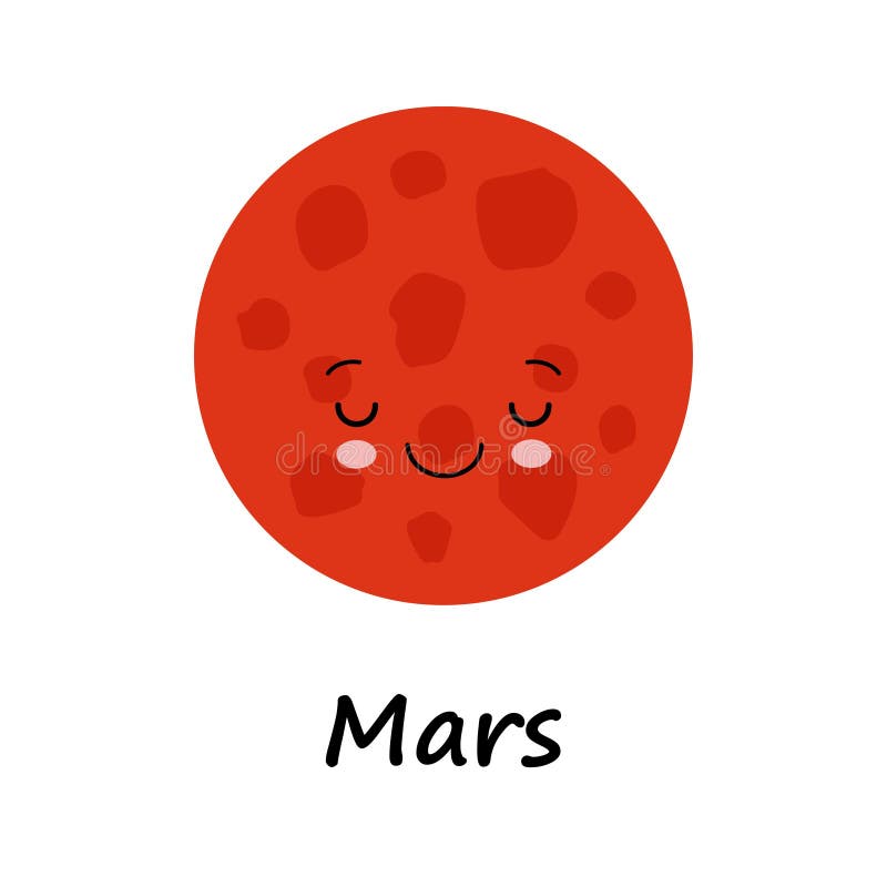 Vector Cartoon Illustration of Cute Smiling Mars Face. Colorful Vector ...