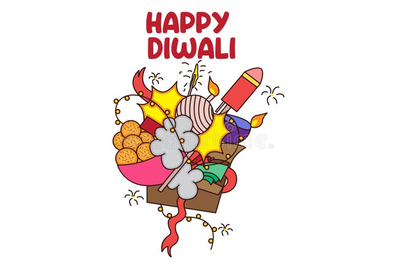 Vector Cartoon Illustration of Diwali Sticker Stock Vector - Illustration  of greeting, colorful: 158908953