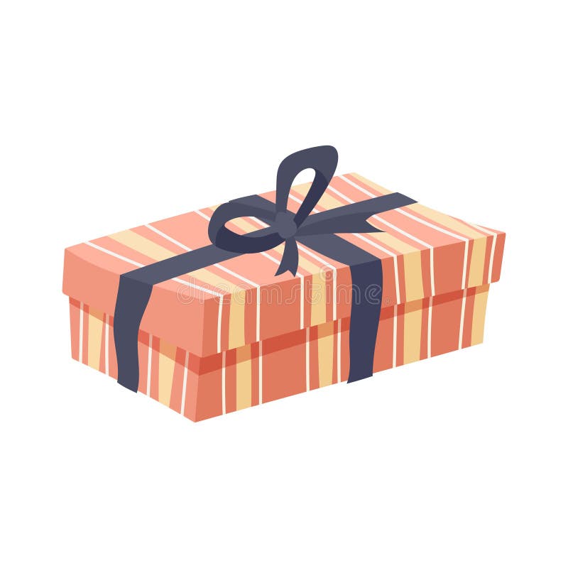 Vector Cartoon Illustration of a Gift Box. Festive Wrap Striped Packaging  and Knotted Ribbon Bow. Secret Boxes with a Surprise for Stock Vector -  Illustration of anniversary, celebration: 224621641