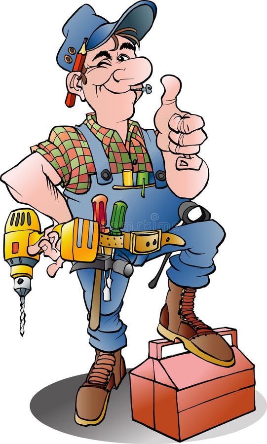 Vector cartoon illustration of a handyman vector illustration