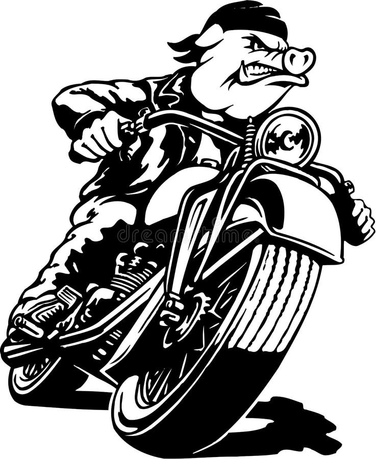 Motorcycle Hawg Cartoon Illustration